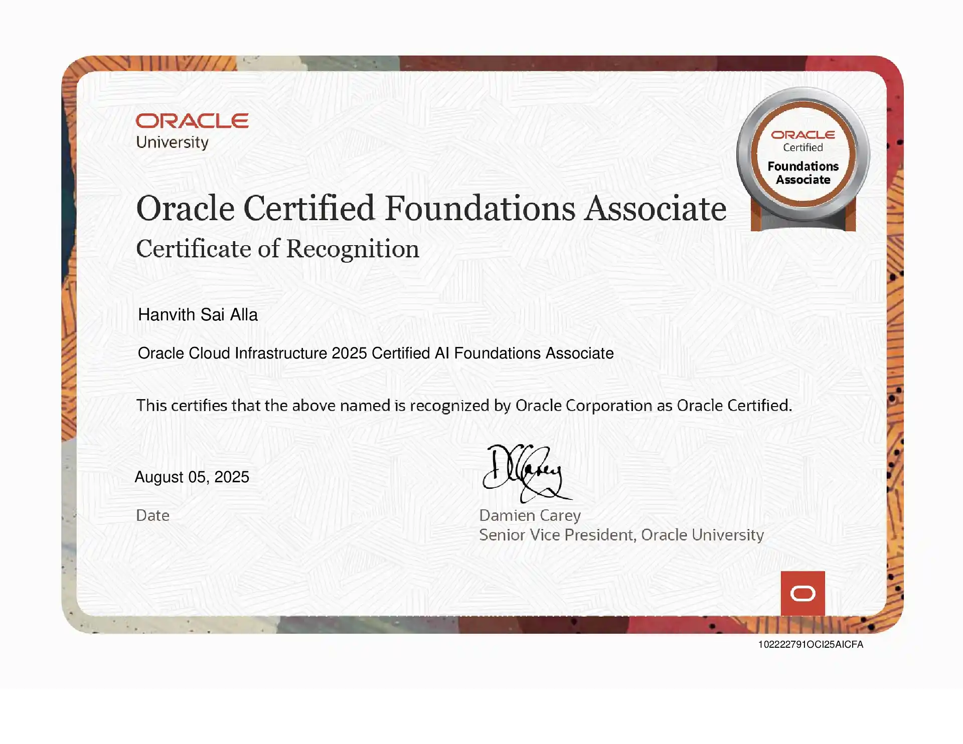 Oracle Cloud Infrastructure 2025 AI Foundations Associate (1Z0-1122-25)